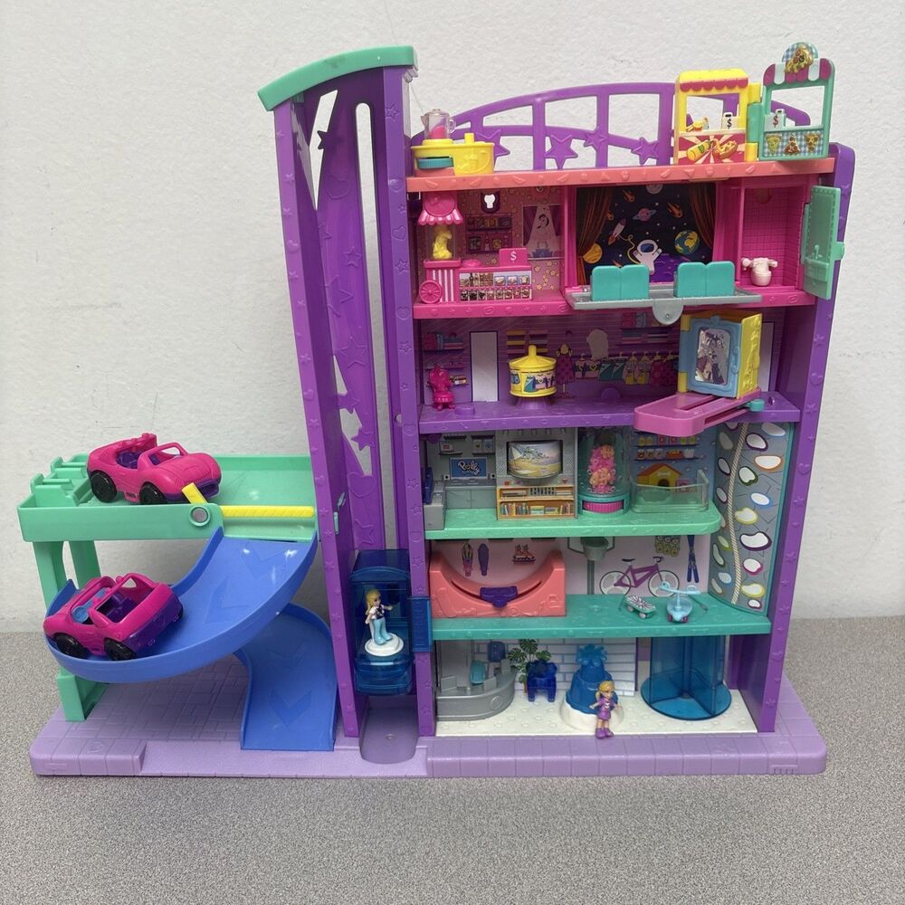 Polly Pocket Pollyville Mega Mall 6 Floors Elevator Garage Shops & Accessories